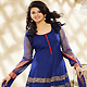 Royal Blue Net Readymade Anarkali Churidar Kameez with Dupatta