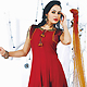 Red Faux Georgette Readymade Churidar Kameez with Dupatta