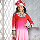 Shaded Red and Pink Georgette Readymade Anarkali Churidar Kameez with Dupatta