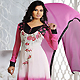Shaded Off White and Pink Georgette Readymade Anarkali Churidar Kameez with Dupatta