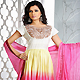White, Light Yellow and Pink Cotton Readymade Anarkali Churidar Kameez with Dupatta