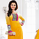 Shaded Yellow and Off White Faux Georgette Churidar Kameez with Dupatta