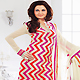 Cream, Magenta and Red Faux Georgette Churidar Kameez with Dupatta