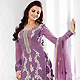 Lavender and Off White Faux Georgette Churidar Kameez with Dupatta