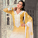 Shaded Yellow and White Georgette Churidar Kameez with Dupatta