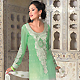 Shaded Light Green and Off White Georgette Churidar Kameez with Dupatta