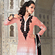 Peach and Off White Georgette Churidar Kameez with Dupatta