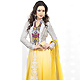 Yellow and White Georgette Anarkali Churidar Kameez with Dupatta