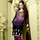 Shaded Magenta and Black Faux Georgette Churidar Kameez with Dupatta