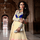 Cream and Pink Net Long Style Anarkali Churidar Kameez with Dupatta