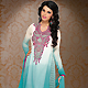 Shaded Off White and Light Blue Georgette Churidar Kameez with Dupatta