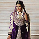 Purple and Cream Velvet and Georgette Jacket Style Churidar Kameez with Dupatta