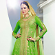 Fluorescent Green Net Anarkali Churidar Kameez with Dupatta