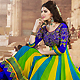 Yellow, Green and Blue Faux Georgette Anarkali Churidar Kameez with Dupatta