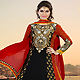 Black, Red and Mustard Faux Georgette and Viscose Anarkali Churidar Kameez with Dupatta
