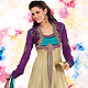 Beige and Purple Net and Georgette Churidar Kameez with Dupatta
