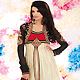 Cream and Black Net and Georgette Churidar Kameez with Dupatta