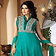 Turquoise Green Net Readymade Churidar Kameez with Dupatta