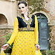 Yellow and Shaded Black Georgette Anarkali Churidar Kameez with Dupatta
