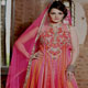 Shaded Pink and Orange Net Anarkali Churidar Kameez with Dupatta