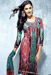 Motivate your look with this pretty printed kurti. This fantastic faux crepe printed tunic is beautified with abstract art print work. Matching stole is available with this tunic. Bottom shown in the image is just for photography purpose. The tunic can be customize upto 40 inches. Slight Color variations are possible due to differing screen and photograph resolutions.