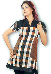 This Black and Rust cotton tunic is designed with checks print work on all over with border patch. This is a perfect casual wear. Slight Color variations are possible due to differing screen and photograph resolutions.