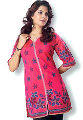 This Red cotton tunic is designed with resham embroidery patch work on all over in floral patterns. This is a perfect casual wear. Slight Color variations are possible due to differing screen and photograph resolutions.