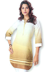 This White and Brown cotton Shaded plain tunic is simple and elegant. Color blend of this tunic is nice. This is a perfect casual wear. Slight Color variations are possible due to differing screen and photograph resolutions.