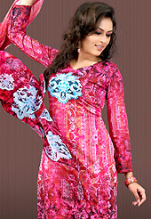 Amazing tunics embellished with embroidery. This deep pink faux crepe tunic is designed with beautiful combination of digital print and sequins work in form of floral motifs. Beautiful printed faux georgette stole is available with this tunic. Bottom shown in the image is just for photography purpose. Slight Color variations are possible due to differing screen and photograph resolutions.