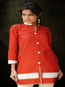 South silk cotton kurti with sequence embroidery work and ribbon lace work