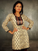 Cambric print kurti with sequence embroidery work