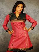 Roobi silk kurti with brocket work on wrist and sequence emboirdery work and kali lace work