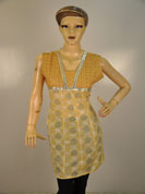 Silk crush kurti with colored lace work on all over bottom with neck and brown paiping on all over kurti