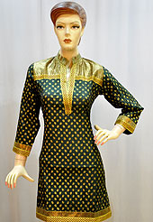 Graceful and stylish crushed cotton kurti is awesomely designed with butti print work. Fabric lace on neckline, bottom and sleeves is nice. Color combination of this kurti is nice. It’s a casual wear drape. Slight Color variations are possible due to differing screen and photograph resolutions.