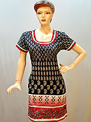 Arresting and beautiful cotton kurti is nicely designed with urban pattern butti print work . color mixing in bottom is graceful. Color of kurti is black and red. It’s a casual wear drape. Slight Color variations are possible due to differing screen and photograph resolutions.