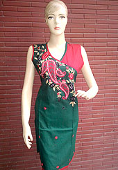 A Graceful silk kurti is nicely designed with thread worked floral embroidery and piping work. This kurti is used for casual and party purpose. Nice mixing of colors and work make different to others. Another colors of this kurti shown in image. Slight Color variations are possible due to differing screen and photograph resolutions.