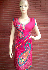 A Arresting silk kurti is nicely designed with urban pattern velvet patch done with thread worked embroidered and piping work. This kurti is used for casual and party purpose. Nice mixing of colors and work make different to others. Slight Color variations are possible due to differing screen and photograph resolutions.