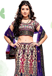Let your personality speak for you this bridal lehenga embellished with embroidery work. This light fawn net fishtail lehenga choli is nicely embroidered and patch work done with self weaving, resham, zari, stone and beads work in form of floral motifs. All over embroidery on lehenga made it awesome and gives you stylish and attractive look to others. Matching net choli and net violet dupatta is availble with this lehenga. Accessories shown in the image is just for photography purpose. Slight Color variations are possible due to differing screen and photograph resolutions.