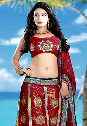It’s cool and has a very modern look to impress all. This red shimmer net lehenga choli is nicely embroidered patch work done with  resham, sequins and lace work. Embroidery work on lehenga is stunning. The beautiful embroidery on lehenga made it awesome and gives you stylish and attractive look to others. Matching choli and dupatta is availble with this lehenga. Slight Color variations are possible due to differing screen and photograph resolutions.