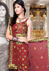 It’s cool and has a very modern look to impress all. This red net lehenga choli is nicely embroidered and patch work done with resham, zari and sequins work in form of floral motifs. The beautiful embroidery on lehenga made it awesome and gives you stylish and attractive look to others. Matching choli and dupatta is availble with this lehenga. Slight Color variations are possible due to differing screen and photograph resolutions.