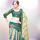 Light Fawn and Teal Green Faux Georgette Lehenga Choli with Dupatta