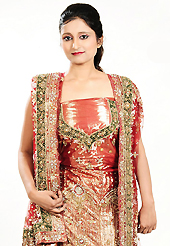 It’s cool and has a very modern look to impress all. This dusty red net lehenga is nicely embroidered patch work is done with zardosi, cutdana, stone, beads and cutbeads work. The beautiful embroidery on lehenga made it awesome and gives you stylish and attractive look to others. Matching choli and dupatta is availble with this lehenga. Slight Color variations are possible due to differing screen and photograph resolutions.