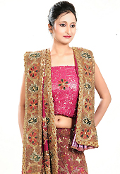 Today’s fashion is really about sensuality which can be seen in this creation. This dark pink georgette lehenga is nicely embroidered patch work is done with cutdana, sequins, stone, beads and cutbeads work. The beautiful embroidery on lehenga made it awesome and gives you stylish and attractive look to others. Matching choli and dupatta is availble with this lehenga. Slight Color variations are possible due to differing screen and photograph resolutions.