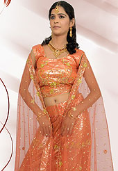 No one like ordinary look, because every woman has their own beauty and our collection gives extra ordinary look to you.  A Lehenga made with  Net Fabric.  This lehenga embellished with stone, sitara, zarkins, and resham work. The beautiful heavy embroidery made it awesome and gives you stylish and attractive look to others. The matching blouse and chunari are enhanced your personality.  Slight Color variations possible due to differing screen and photograph resolutions.