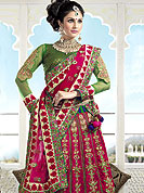 No one like ordinary look, because every woman has their own beauty and our collection gives extra ordinary look to you. This drape blown up with resham and zari patch work. Floral embroidery on lehenga and border make different to others. Contrast of color make attractive and impress to all. Georgette lehenga with net dupatta and brocade choli gives you a singular and dissimilar look. Slight Color variations are possible due to differing screen and photograph resolutions.