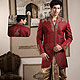 Red pure banarasi silk sherwani
