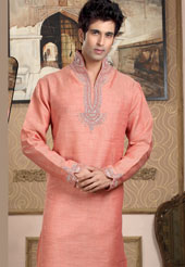 Today  fashion is really about sensuality which can be seen in this creation. Embellish yourself with the classy dress. This kurta made with linen fabric. This kurta embellished with cutdana, beads, pearls and stones. The beautiful heavy embroidery on collar, front and cuff made it awesome and gives you stylish and attractive look to others. This kurta paired with same color fabric pathani salwar that completes the look. Slight Color variations possible due to differing screen and photograph resolutions.