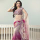 White and Burgundy Net Saree with Blouse