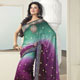 Green and Purple Crepe Saree with Blouse
