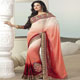 Peach and Orange Faux Georgette Saree with Blouse